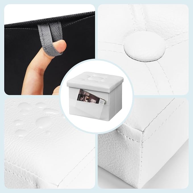 Bsketa Storage Ottoman Foot Rest Stool, Small Leather Storage Ottomans Bench - Image 6