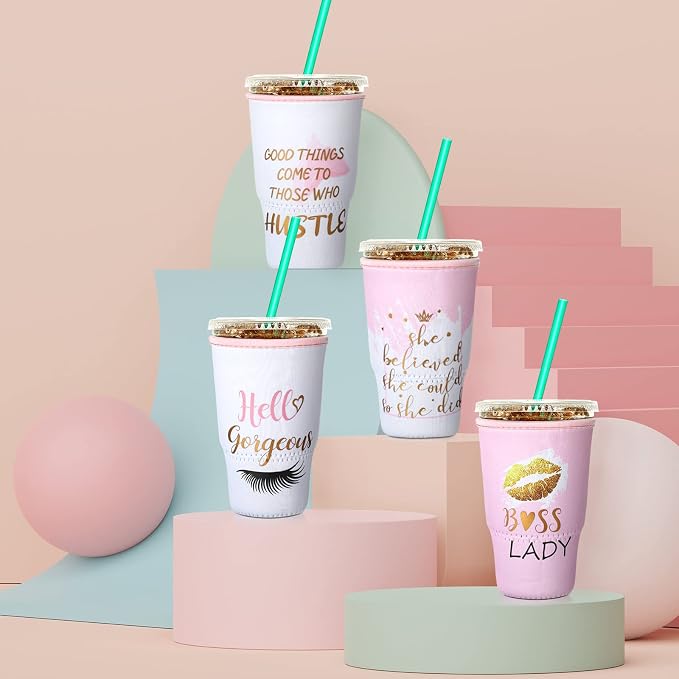 Patelai 4 Pieces Reusable Iced Coffee Sleeve Cup Insulator - Image 2