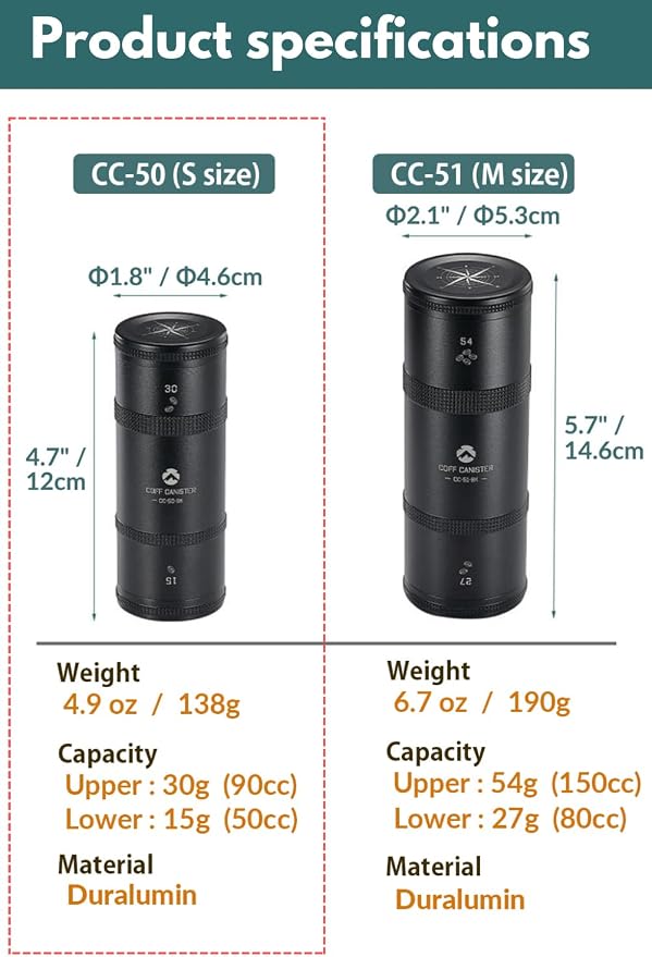 CAMPINGMOON 2-Layer Portable Coffee Bean Storage Canister Airtight Duralumin - Image 6