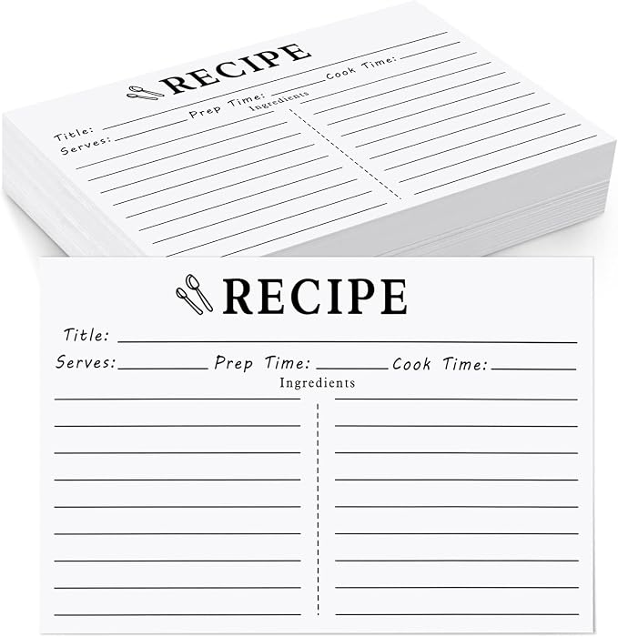100 Count Recipe Cards, Recipe Cards 3x5 White, 3x5 Recipe Card Double Sided by PECULA