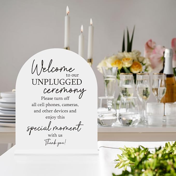 Unplugged Ceremony Sign, Wedding Welcome Sign, Engagement Bridal Shower Baby - Image 3