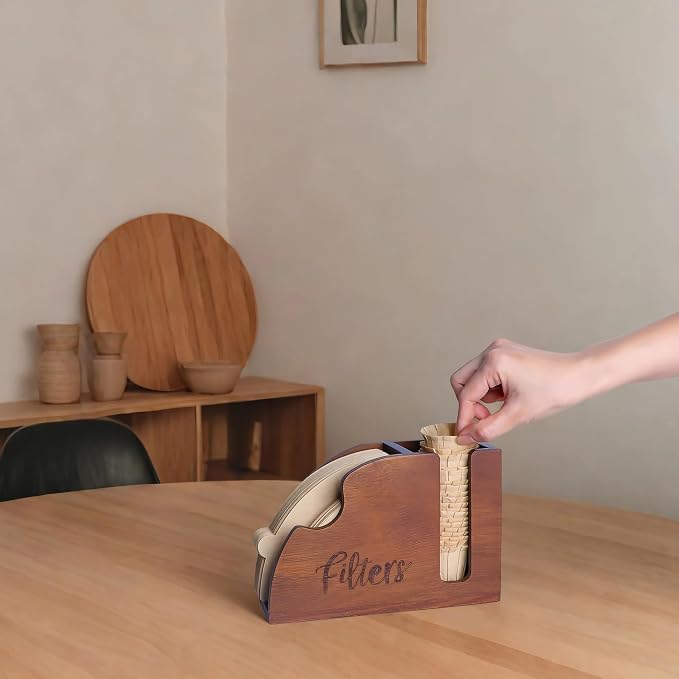 LBEMEY Acacia Wood Coffee Filter Holder - Image 2