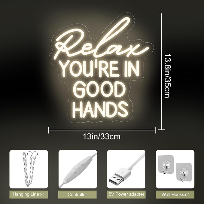 Relax You're In Good Hands Neon Sign, Custom Hair Salon LED Neon Light Barber - Image 3