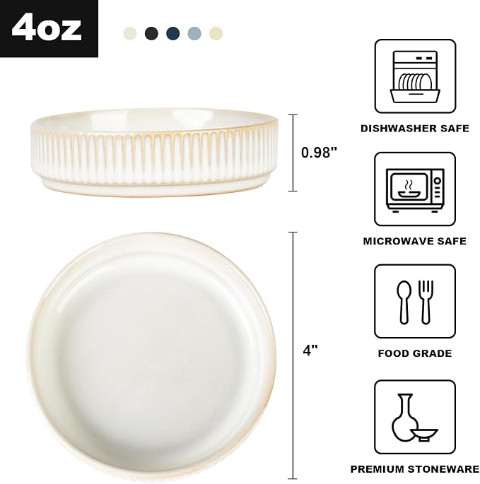 famiware Star Soy Sauce Dish Ceramic Dipping Bowls Set of 6, 4 oz Individual - Image 2