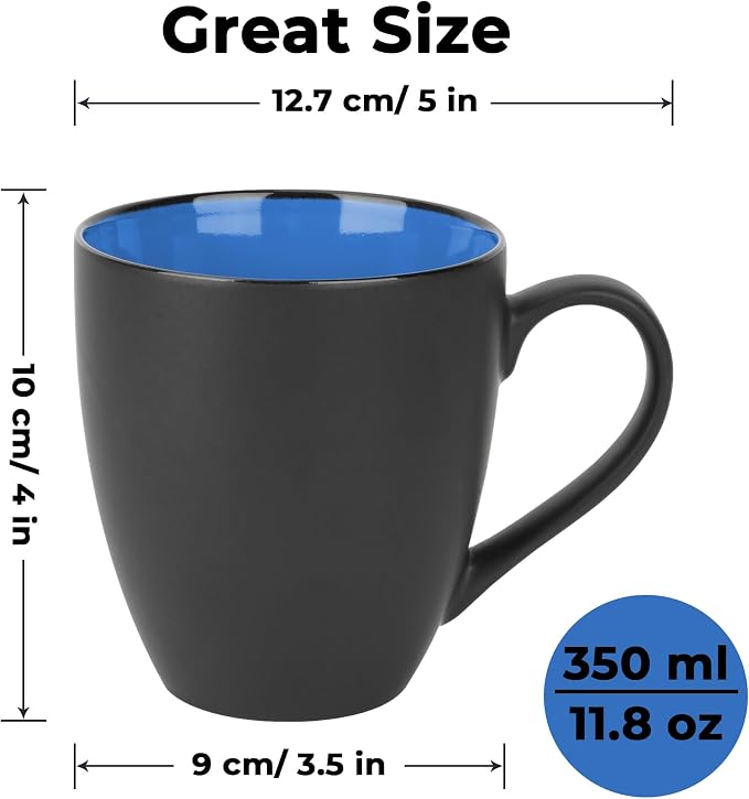 MIAMIO - Set of 6 Stoneware Coffee Mugs 12 Ounce/Cup Set - Le Papillon - Image 6