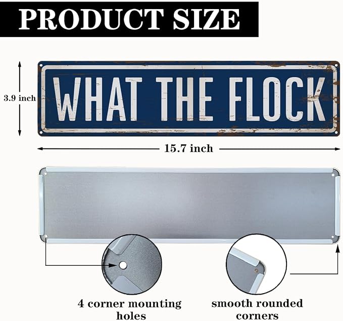 Funny Farm Sign, What the Flock Sign, 15.8x4 inches, Hen House Decor, Chicken - Image 2