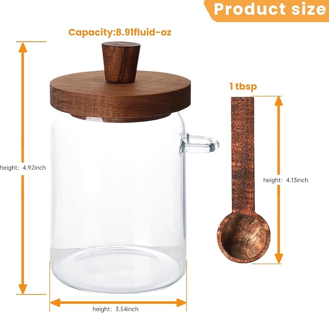 Glass Coffee Bean Storage Container, Wood Lid - Image 2