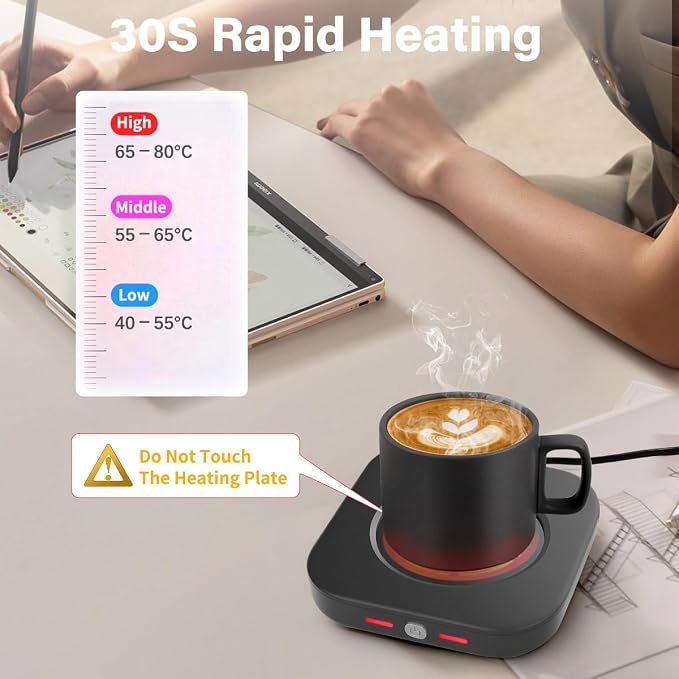 Electric Coffee Cup Warmer for Office Desk, 24W Mug Warmer Plate - Image 3
