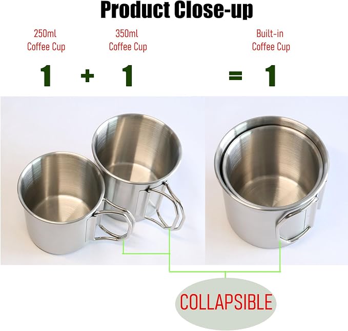 Camping Kettle & 2 Cups, Stainless Steel Camp Kettle – Lightweight Tea Pot - Image 7