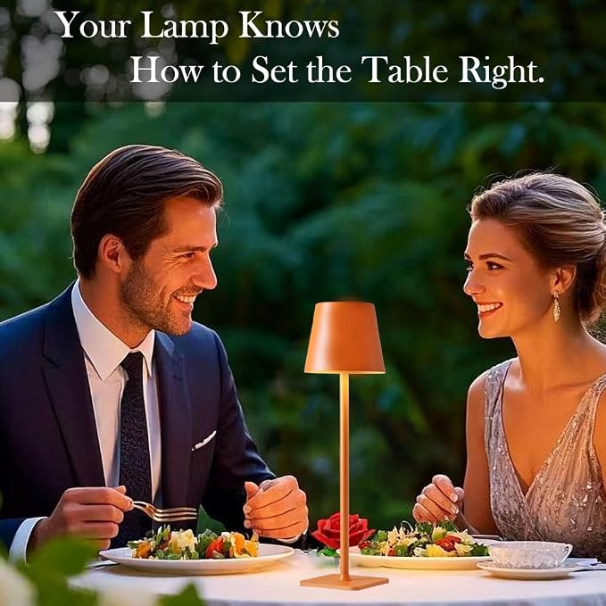Orange Rechargeable Table Lamp Set of 2, Small Led Cordless Table Lamp - Image 5