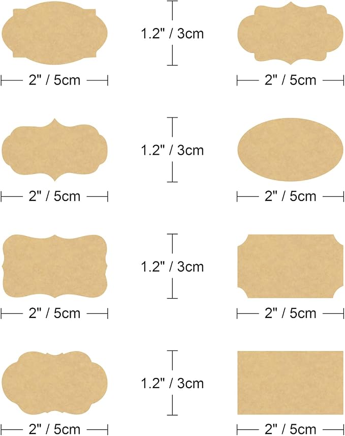 Wisdompro Fancy Shape Kraft Label Stickers, Self Adhesive Gift Tag Stickers - Image 2