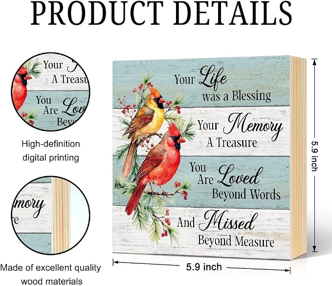 Your Life Was A Blessing Wood Block Plaque Box Sign - Image 2