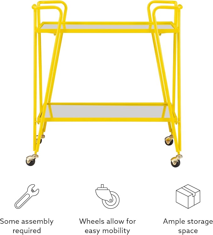 Linon Gina Yellow Mid Century Bar Cart - Image 12