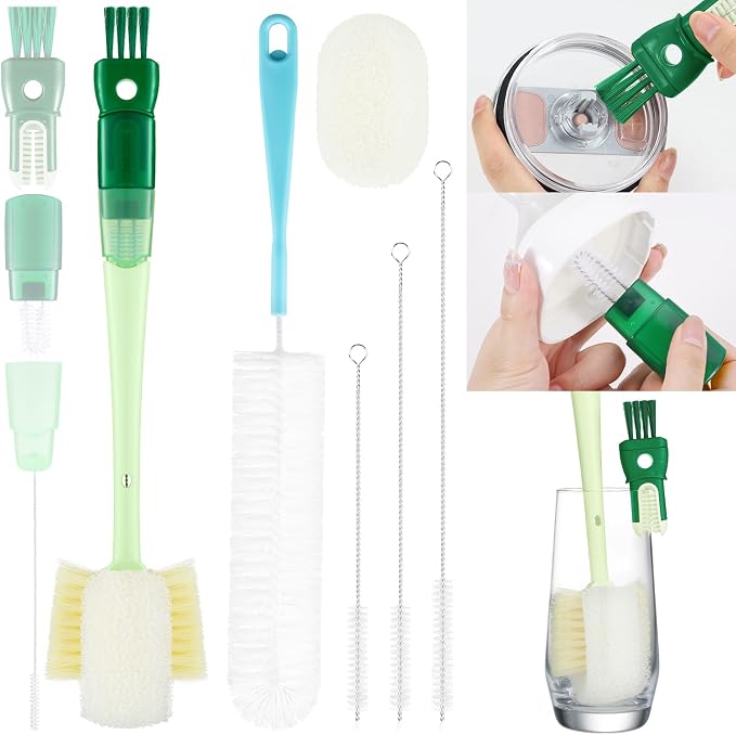OUTXE 6 Pack Bottle Brush Set, 5-in-1 Water Bottle Cleaner Brush, 3 Straw Brush by OUTXE