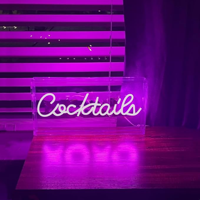 3D Standable Cocktails Neon Sign Powered by USB, LED Cocktail Neon Light - Image 4