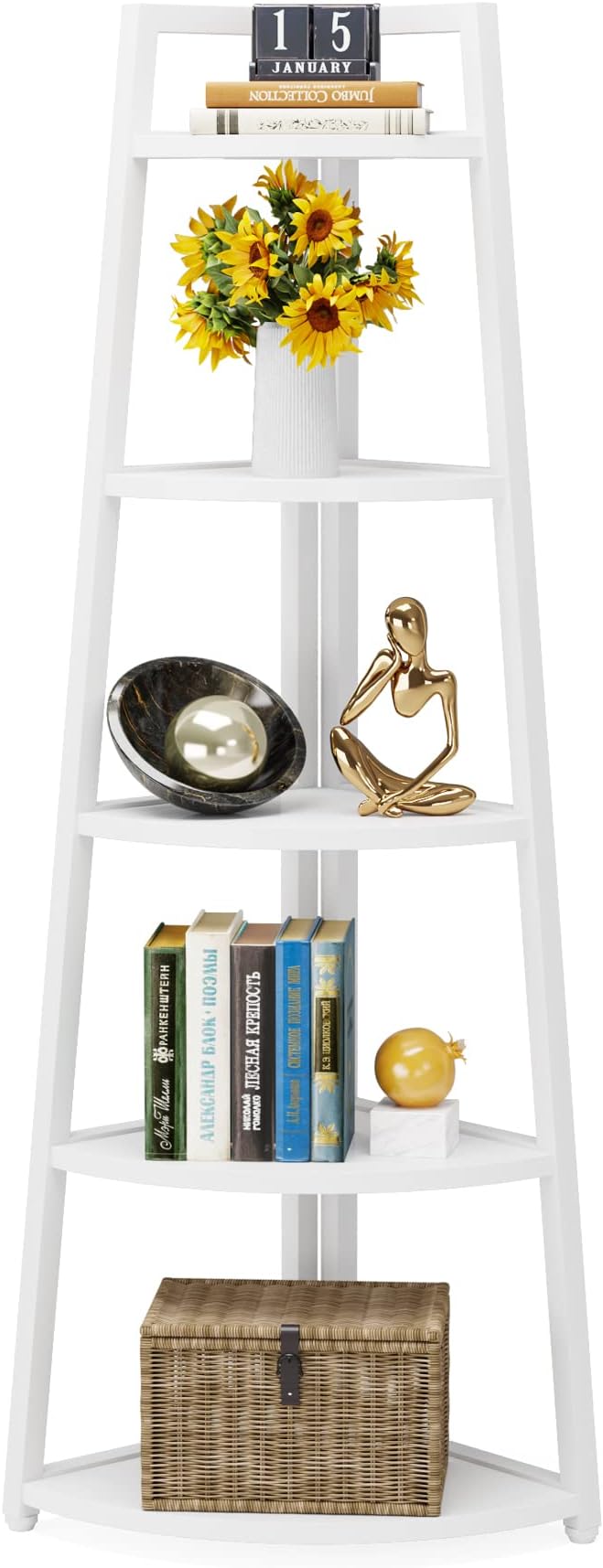 Tribesigns 70 inch Tall Corner Shelf, 5 Tier Modern Corner Bookshelf Bookcase - Image 9
