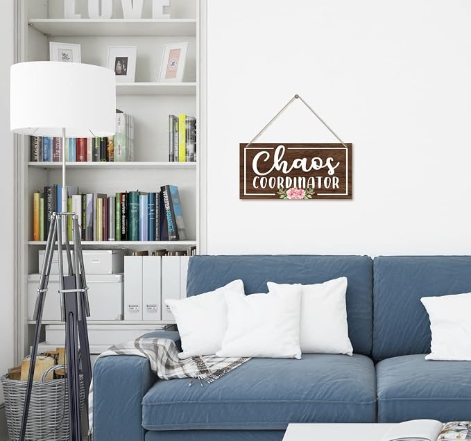 Easy Vibe Wood Decor Sign, Chaos Coordinator, Hanging Printed Wooden Plaque - Image 4