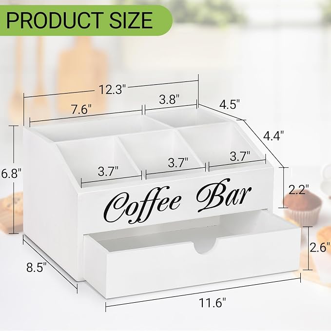 Coffee Bar Organizer Countertop, Wooden Bar Accessories - Image 3