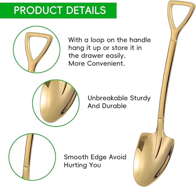4 Pack gold Shovel Shape Demitasse Espresso Spoons, which can be used - Image 3