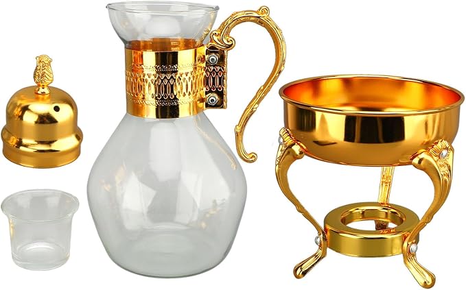 Vintage Turkish Teapot, Glass Coffee Pot Set Heatable Water Pitcher by Unknown