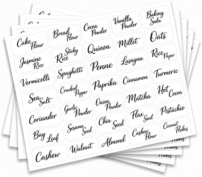 175 Pcs Food Pantry Labels, 35 Designs Clear Script Storage ID Stickers Kitchen by GOMAKERER