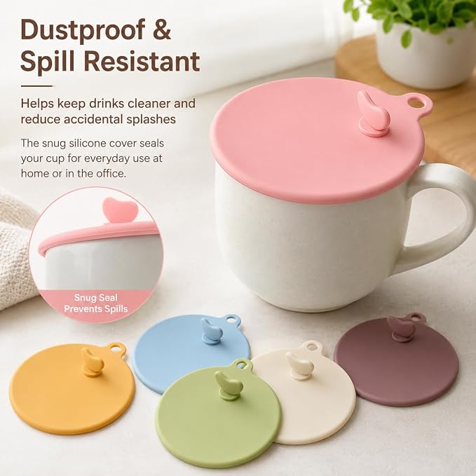 6 PCS Silicone Cup Lids, Reusable Anti-Dust Cup Lids - Image 6