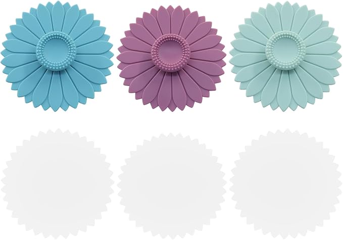 Hitefu Set of 3 Sunflower Silicone Cup Covers, Flexible Mug Covers - Image 2