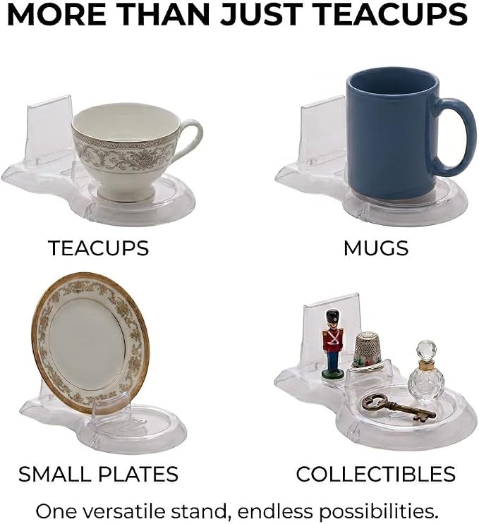 HOHIYA 12 Pack Stackable Acrylic Teacup Stand Clear Cup and Saucer Holder - Image 5