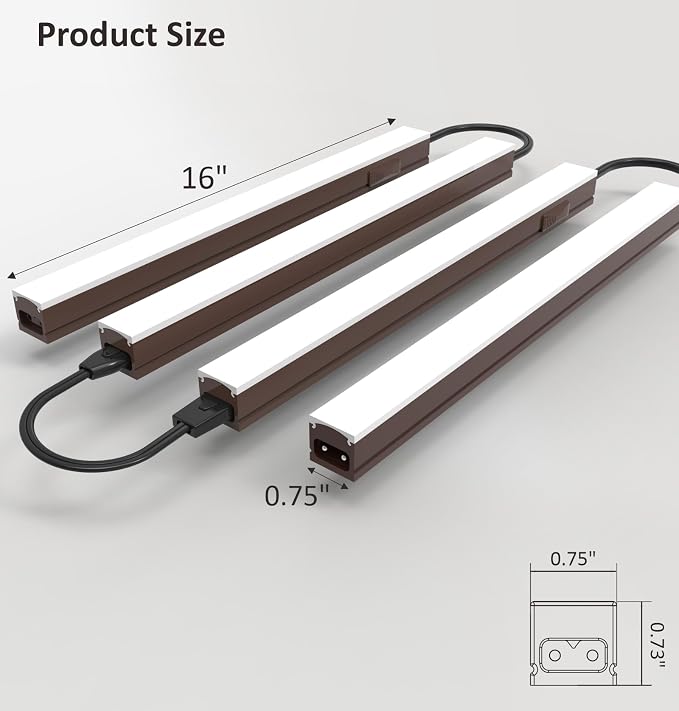 Leetdud Under Cabinet Lighting Plug in, 16 Inch 4 Pcs, Linkable AC120V 3CCT - Image 7