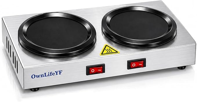 Dual Plate Coffee Warmer, Stainless Steel, 2 Burners Decanter Coffee Carafe by OwnLifeYFPetSupplies