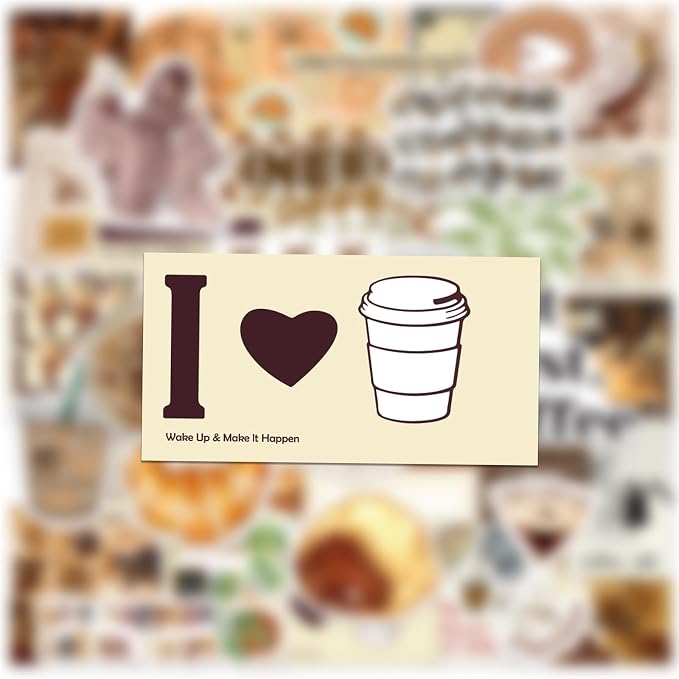 50 Pcs Coffee Motivation Stickers Aesthetic Coffees Theme Stickers Waterproof - Image 5