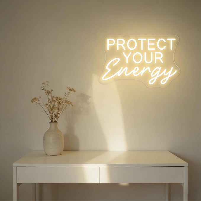 Protect Your Energy LED Neon Sign Warm White Neon Light Sign - Image 3