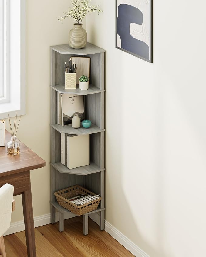Corner Shelf, 5 Tier Corner Bookshelf, Display Corner Shelf Stand - Image 8
