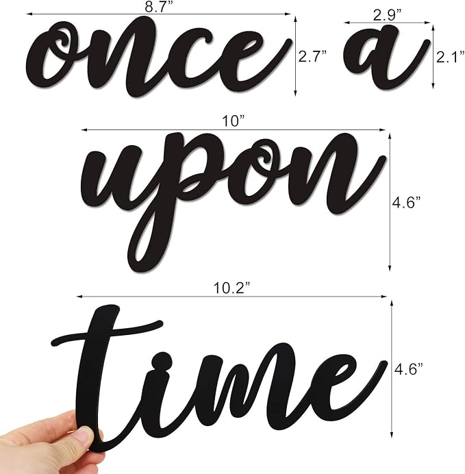 Huray Rayho Once Upon a Time Wood Sign Nursery Wall Decor Words Art Hanging - Image 3