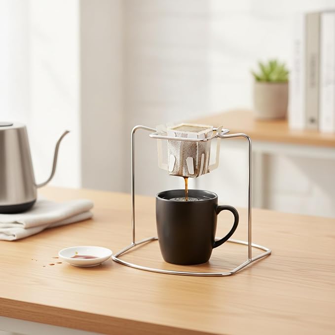 Stainless Steel Drip Coffee Bag Holder Stand, Reusable Filter Support - Image 3