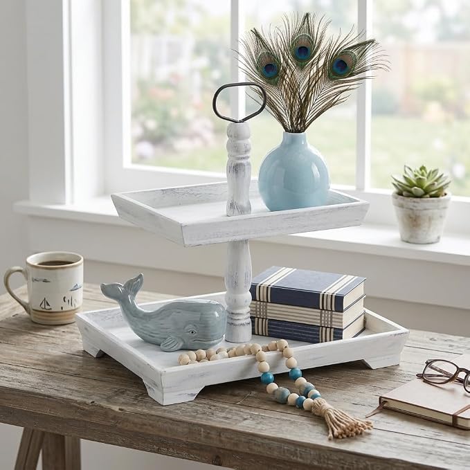 Hanobe 2 Tiered Decorative Tray Stand - Image 2
