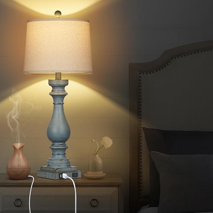 Cinkeda 29" Tall Table Lamp for Living Room Set of 2, Coastal Bedside - Image 4