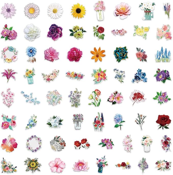 60Pcs Vintage Flower Stickers, Waterproof PET Floral Stickers - Image 4
