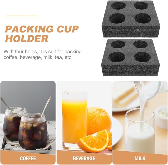 Takeout Coffee Cup Bottle Carrier: 2Pcs Black Takeout Cup Holders Foam- Hot or - Image 5