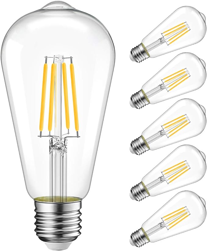 LVWIT 6 Pack Vintage LED Edison Bulbs 75W Equivalent 11W 1100LM Dimmable ST64 by LVWIT