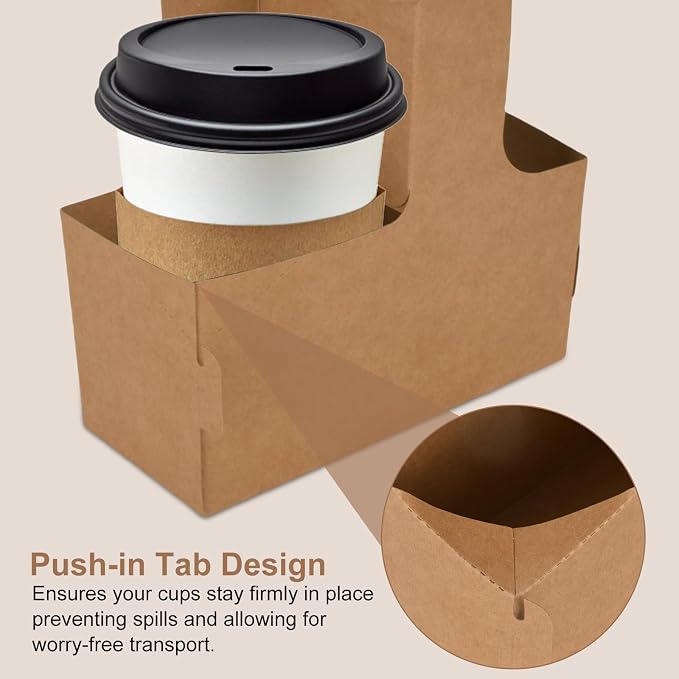 100 Pack Drink Carrier with Handle, 2 Cups or 4 Cups Assemblable Disposable - Image 3