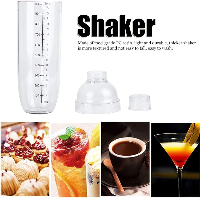 Cocktail Shaker, Food Grade Plastic Highly Transparent Drink Shaker Cup Ice Tea - Image 2
