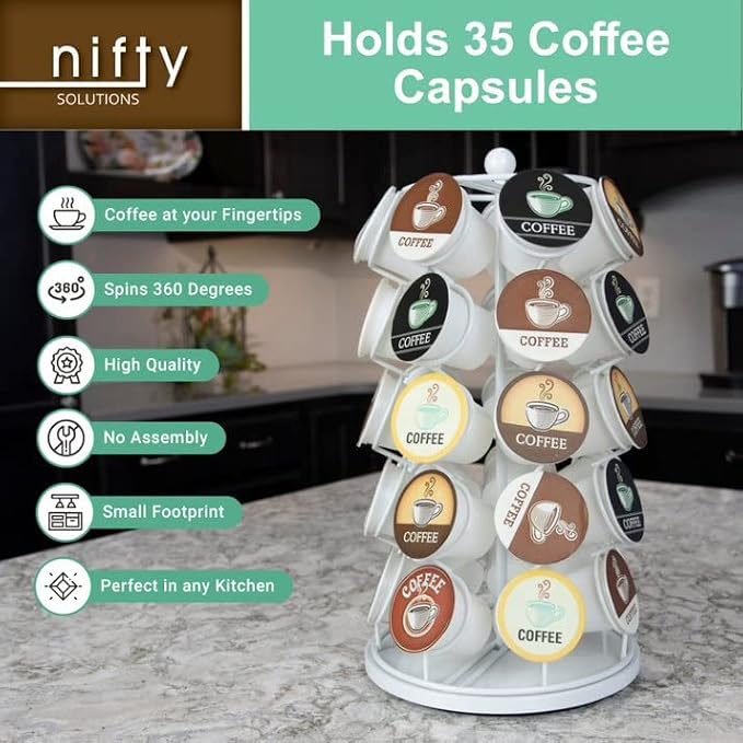Nifty Solutions Keurig Coffee Pod Holder Carousel 360 Degree Spinning Organizer - Image 5