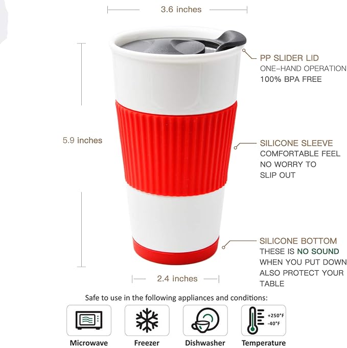 Ceramic Double Wall Insulated Travel Coffee Cup - Image 3