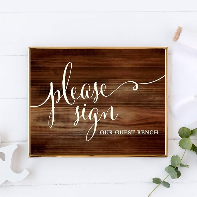Andaz Press Wedding Party Signs, Rustic Wood Print, 8.5x11-inch, Please Sign - Image 2