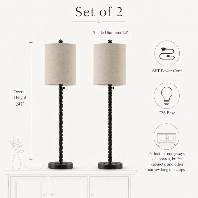 Buffet Lamps, Table Lamps Set of 2-30" H Tall - Image 7
