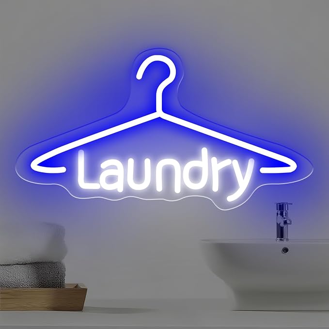 Laundry Neon Sign Laundromat Led Neon Sign Washing Machine Light Sign by DMDMBSR