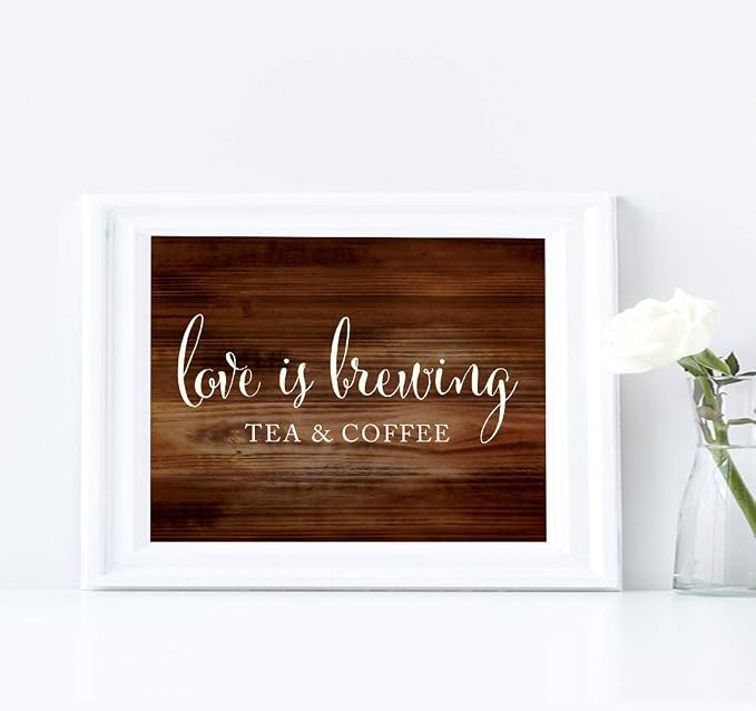 Andaz Press Wedding Party Signs, Rustic Wood Print, 8.5x11-inch, Tea & Coffee - Image 4
