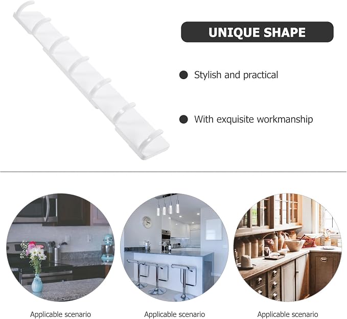 PRETYZOOM Punch-Free Adhesive Kitchen Wall Hooks 7-Hook Plastic Rack Strong - Image 9