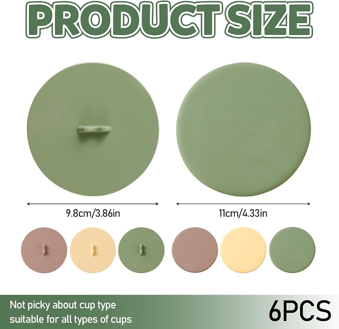 6 Packs Airtight Seal Silicone Cup Covers & Drink Coasters Set, Anti-Dust - Image 2